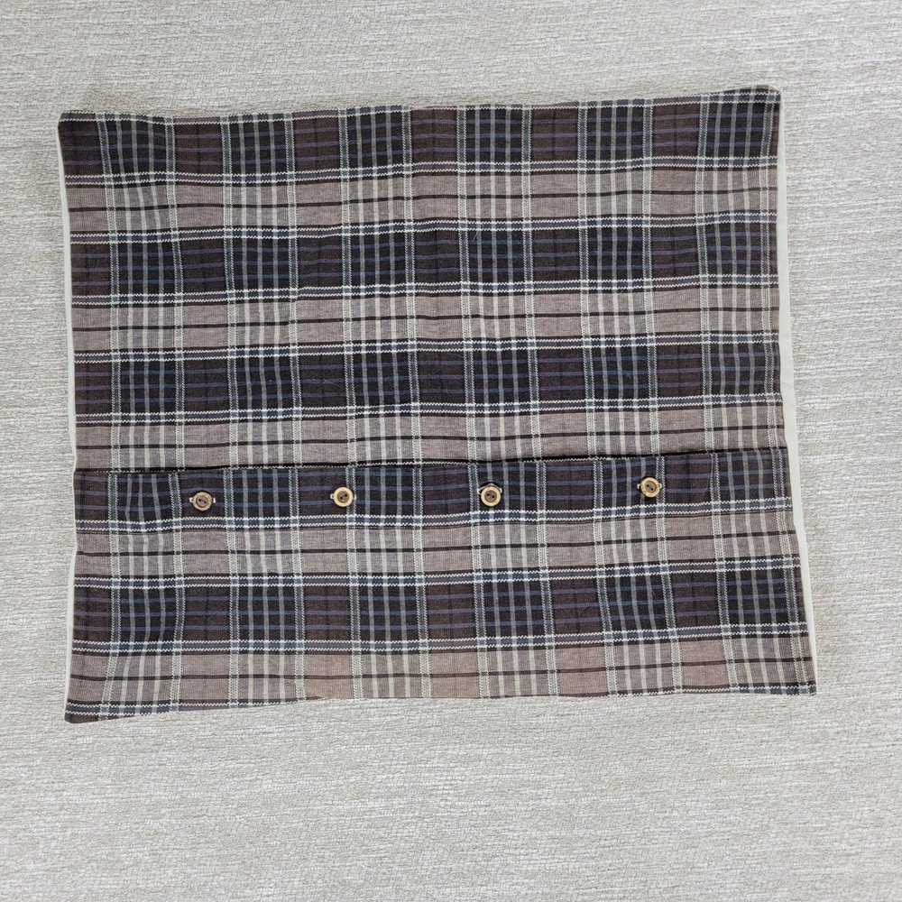 IKEA Alvine Lov Embroidered Floral Pillow Cover 20x24 Cream Cotton Plaid Back - Picture 14 of 16